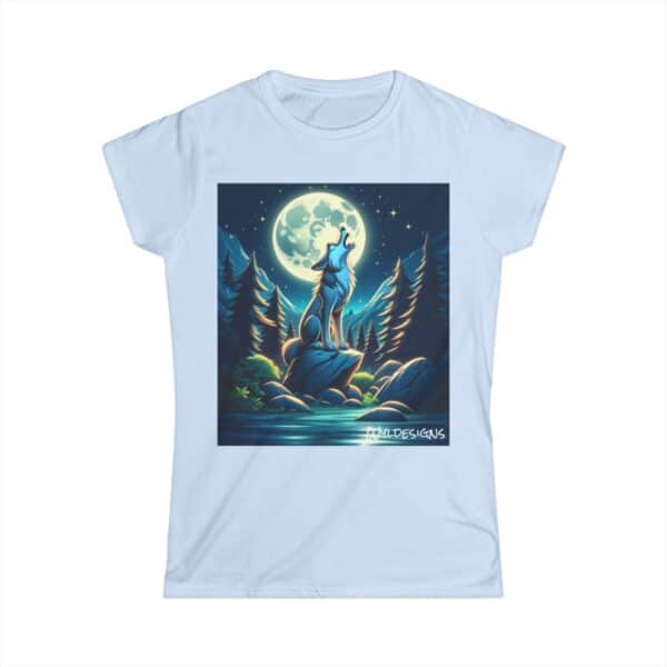 Howling Wolf Toon Style WD-D012 By Wyldesigns Women's Softstyle Tee - Image 4