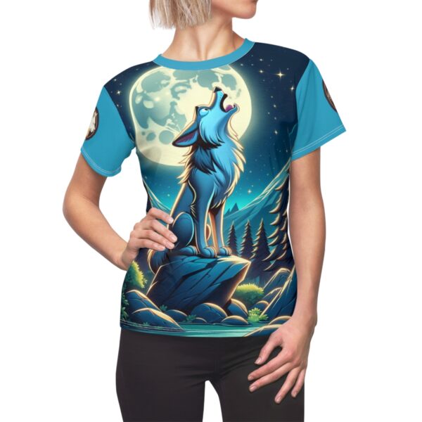 Howling Wolf Toon Style WD-D012 By Wyldesigns Women's Cut & Sew Tee (AOP) - Image 10