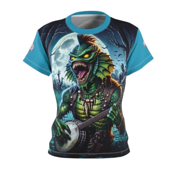 Monster Mosh 2024 Tour Gill On Banjo MM-D005 Women's Cut & Sew Tee (AOP) - Turquoise or Blue Sleeves - Image 2