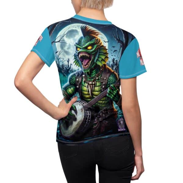 Monster Mosh 2024 Tour Gill On Banjo MM-D005 Women's Cut & Sew Tee (AOP) - Turquoise or Blue Sleeves - Image 5