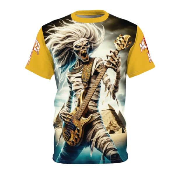 Monster Mosh 2024 Tour Mummy Bass Guitar MM-D003 Unisex Cut & Sew Tee (AOP) - Turquoise Or Yellow Sleeves - Image 2