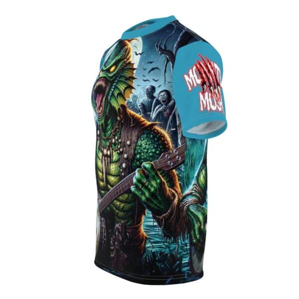 Monster Mosh 2024 Tour Gill On Banjo MM-D005 Unisex Cut & Sew Tee (AOP) - Turquoise or Blue Sleeves - Image 3