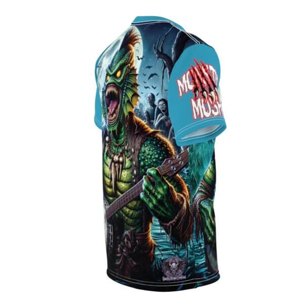 Monster Mosh 2024 Tour Gill On Banjo MM-D005 Unisex Cut & Sew Tee (AOP) - Turquoise or Blue Sleeves - Image 4
