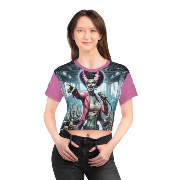 Monster Mosh 2024 Tour Lily Singer MM-D006 Crop Tee (AOP) - Pink Sleeves - Image 5