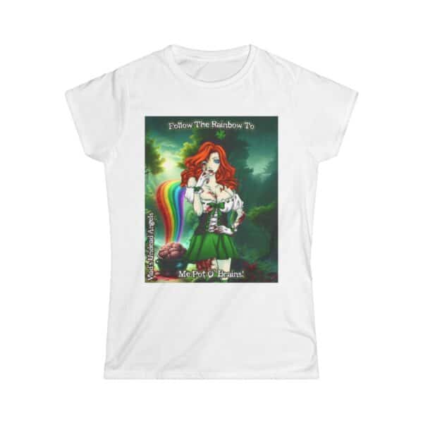 Fiona Undead Angel Leprechaun Queen C1 - Classic Art w/Text Re-Issue Women's Softstyle Tee - Image 4