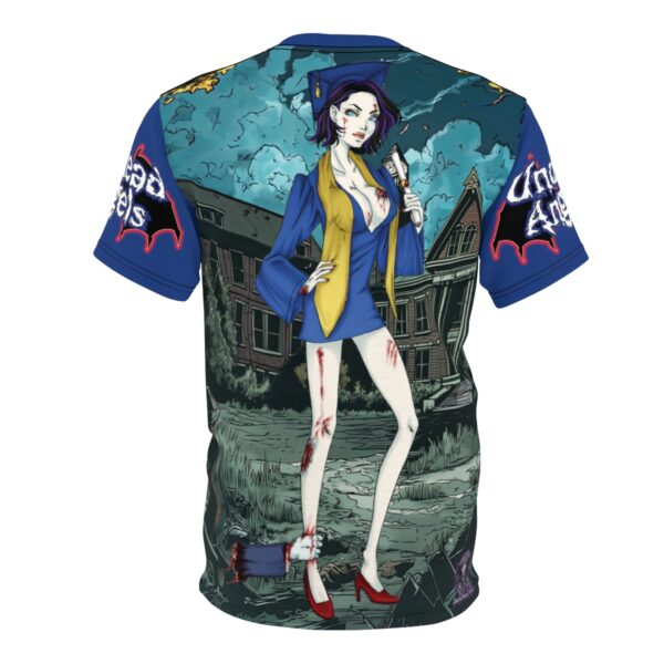 Tiffany Undead Angel Graduate - Classic Art Unisex Cut & Sew Tee (AOP) - Blue Or Yellow Sleeves - Image 3