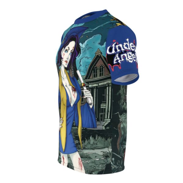 Tiffany Undead Angel Graduate - Classic Art Unisex Cut & Sew Tee (AOP) - Blue Or Yellow Sleeves - Image 4