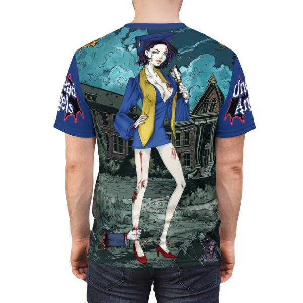 Tiffany Undead Angel Graduate - Classic Art Unisex Cut & Sew Tee (AOP) - Blue Or Yellow Sleeves - Image 6