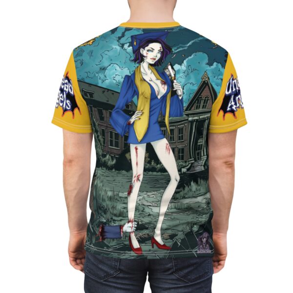 Tiffany Undead Angel Graduate - Classic Art Unisex Cut & Sew Tee (AOP) - Blue Or Yellow Sleeves - Image 13