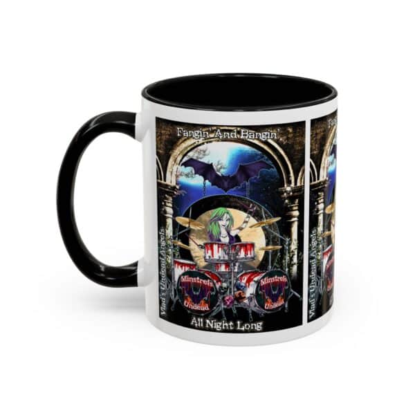 Juliette Undead Angel Vampiress Drummer – Classic Art w/Text Accent Coffee Mug (11, 15oz) - Image 11