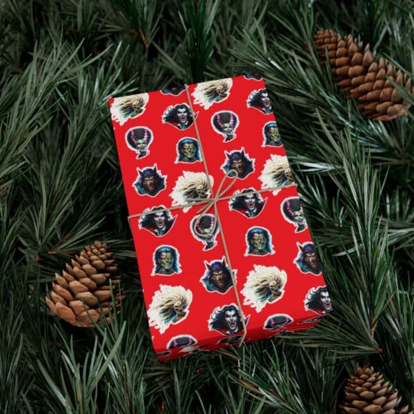 Monster Mosh Heads on Red Gift Wrap Papers - Image 16