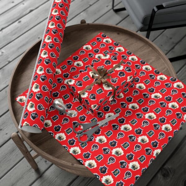 Monster Mosh Heads on Red Gift Wrap Papers - Image 19