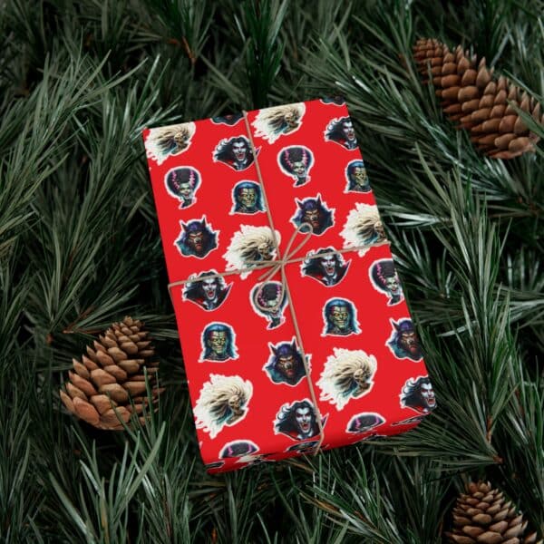 Monster Mosh Heads on Red Gift Wrap Papers - Image 12