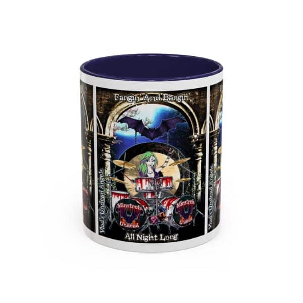 Juliette Undead Angel Vampiress Drummer – Classic Art w/Text Accent Coffee Mug (11, 15oz) - Image 2