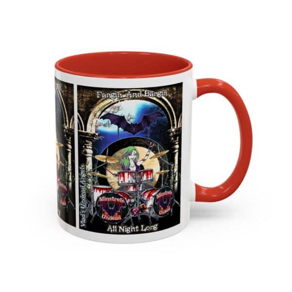 Juliette Undead Angel Vampiress Drummer – Classic Art w/Text Accent Coffee Mug (11, 15oz) - Image 5