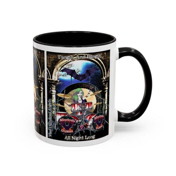 Juliette Undead Angel Vampiress Drummer – Classic Art w/Text Accent Coffee Mug (11, 15oz) - Image 10