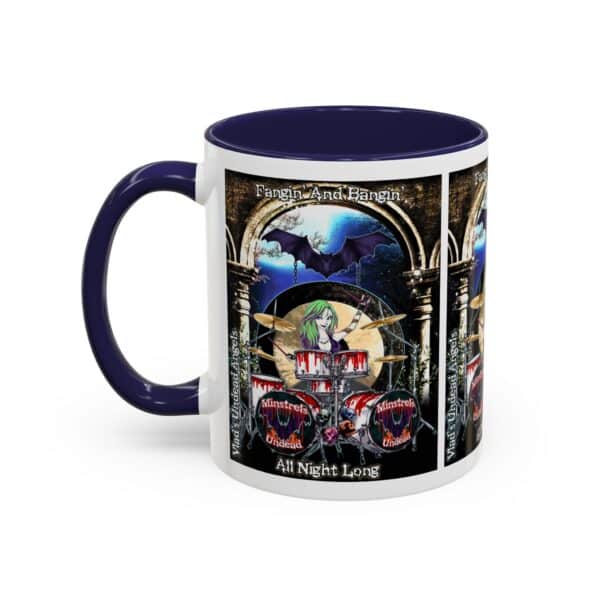 Juliette Undead Angel Vampiress Drummer – Classic Art w/Text Accent Coffee Mug (11, 15oz) - Image 3