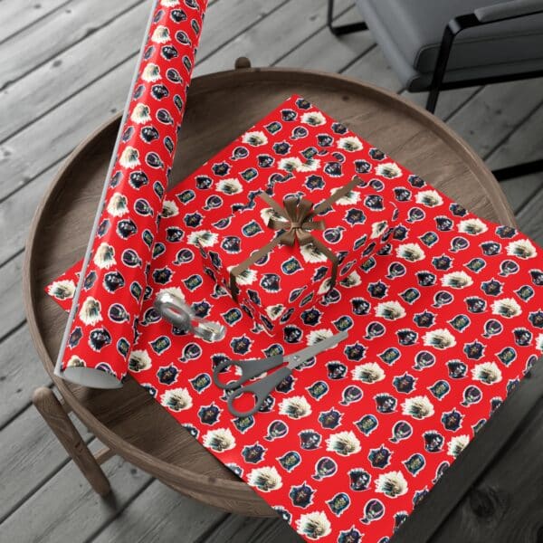 Monster Mosh Heads on Red Gift Wrap Papers - Image 23