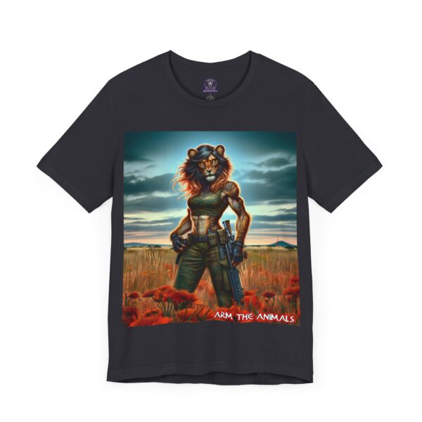 Arm The Animals: Hunter Lioness #AA-D-Lis001 Unisex Jersey Short Sleeve Tee - Image 8