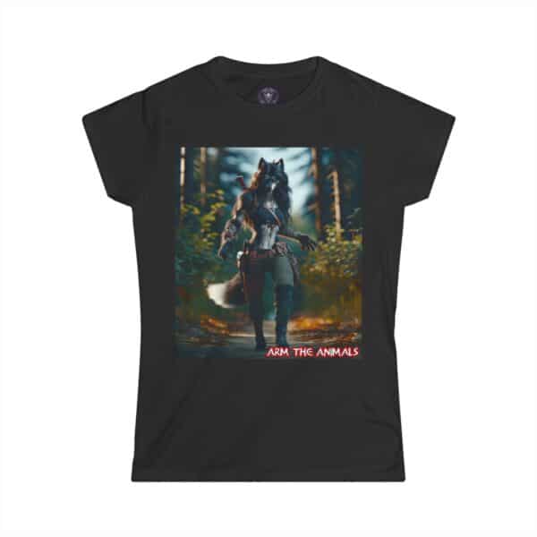 Arm The Animals: Hunter Wolf Girl #AA-D-W002 Women's Softstyle Tee