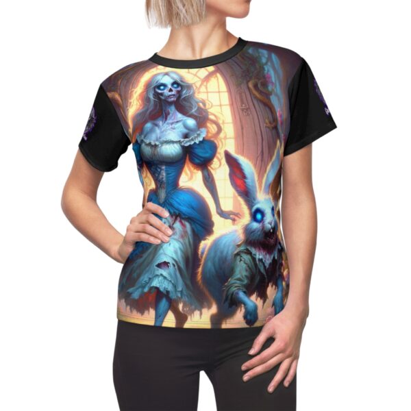 Undead Alice & White Rabbit Zombie #WT-D-A02 Women's Cut & Sew Tee (AOP)