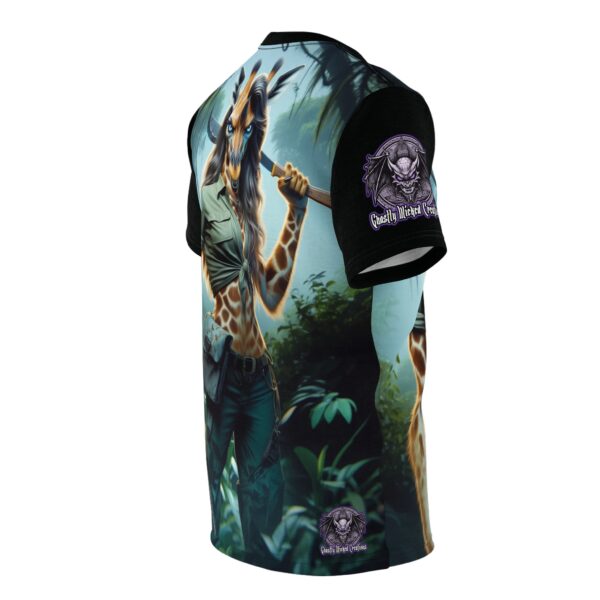 Arm The Animals: Hunter Giraffe Girl #AA-D-Gi001 Unisex Cut & Sew Tee (AOP) - Image 4