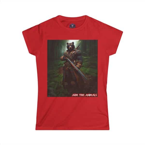 Arm The Animals: Hunter Bear #AA-D-Be001 Women's Softstyle Tee - Image 43
