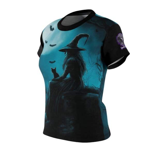 Witch With Black Cat By Moonlight #MJ-W003 Women's Cut & Sew Tee (AOP) - Image 3