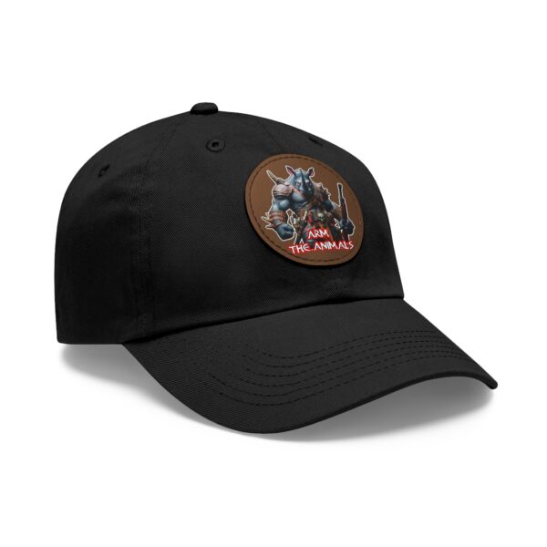 Arm The Animals Rhino Logo  Artistic Round Leather Patch Dad Hat - Stylish Casual Cap - Image 7
