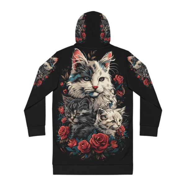 Women's Hoodie Dress Mama Cat & Kittens WD-M001 By Wyldesigns - Image 3