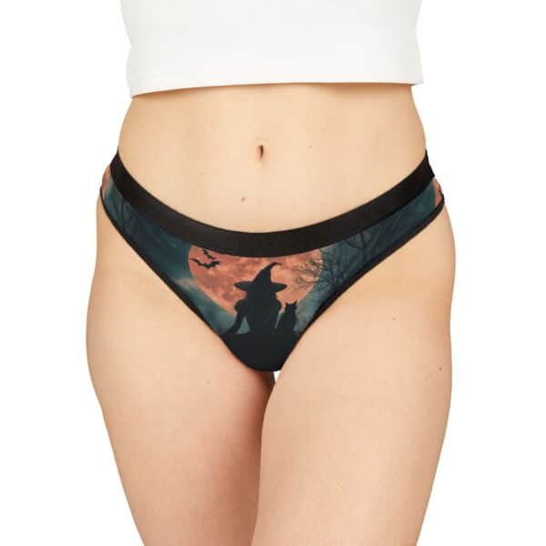 Witch With Black Cat By Moonlight #MJ-W004 Halloween Witch Women's Thongs - Spooky Style for Fall Celebrations - Image 3