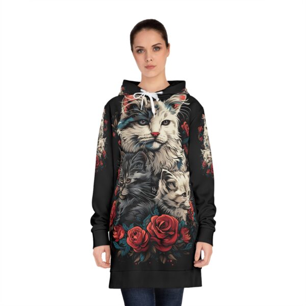 Women's Hoodie Dress Mama Cat & Kittens WD-M001 By Wyldesigns - Image 4