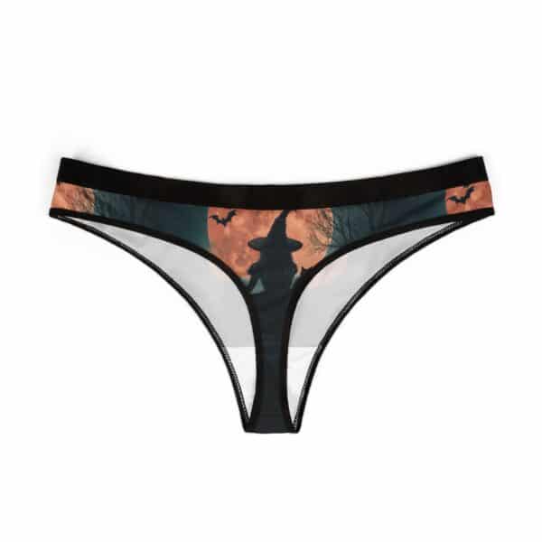 Witch With Black Cat By Moonlight #MJ-W004 Halloween Witch Women's Thongs - Spooky Style for Fall Celebrations - Image 2