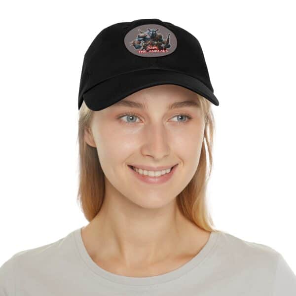 Arm The Animals Rhino Logo  Artistic Round Leather Patch Dad Hat - Stylish Casual Cap - Image 64