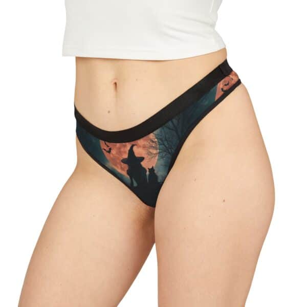 Witch With Black Cat By Moonlight #MJ-W004 Halloween Witch Women's Thongs - Spooky Style for Fall Celebrations - Image 4