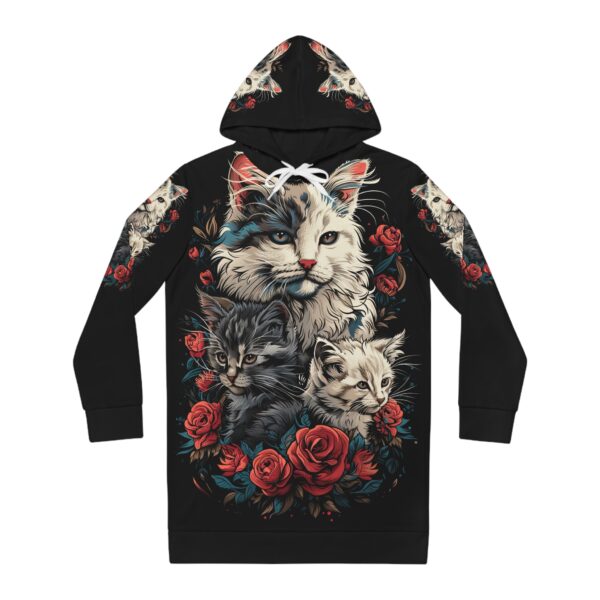 Women's Hoodie Dress Mama Cat & Kittens WD-M001 By Wyldesigns - Image 2