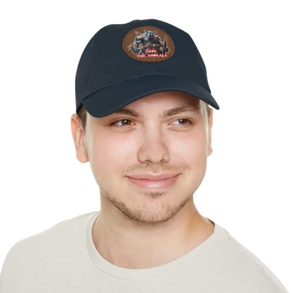 Arm The Animals Rhino Logo  Artistic Round Leather Patch Dad Hat - Stylish Casual Cap - Image 85