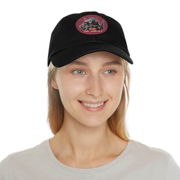 Arm The Animals Rhino Logo  Artistic Round Leather Patch Dad Hat - Stylish Casual Cap - Image 69