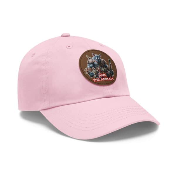 Arm The Animals Rhino Logo  Artistic Round Leather Patch Dad Hat - Stylish Casual Cap - Image 102