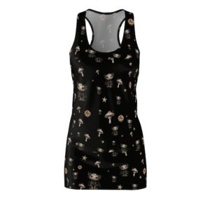 Baby Dragon & Mushrooms Pattern Women's Cut & Sew Racerback Dress (AOP)