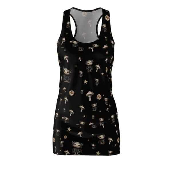 Baby Dragon & Mushrooms Pattern Women's Cut & Sew Racerback Dress (AOP)