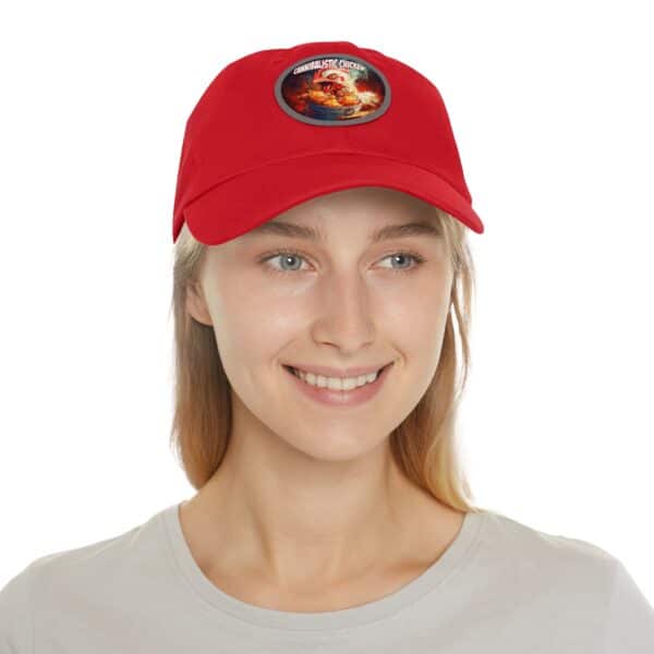 Cannibalistic Chicken Band Artistic Round Leather Patch Dad Hat - Stylish Casual Cap - Image 54