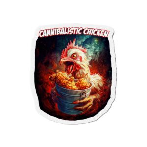 Cannibalistic Chicken Die-Cut Magnets | Quirky Kitchen Decor, Unique Gift, Fun Fridge Magnet, Home Office Decor, Collectible Magnet