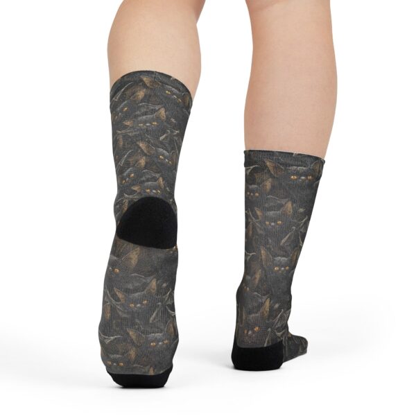 Cozy Bat Cat -Themed Sublimation Crew Socks | Perfect Gift for Cat Lovers - Image 4