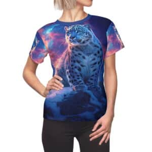 Snow Leopard Women's Tee by Wyldesigns - Wildlife Graphic T-Shirt #WD-D016 (AOP)