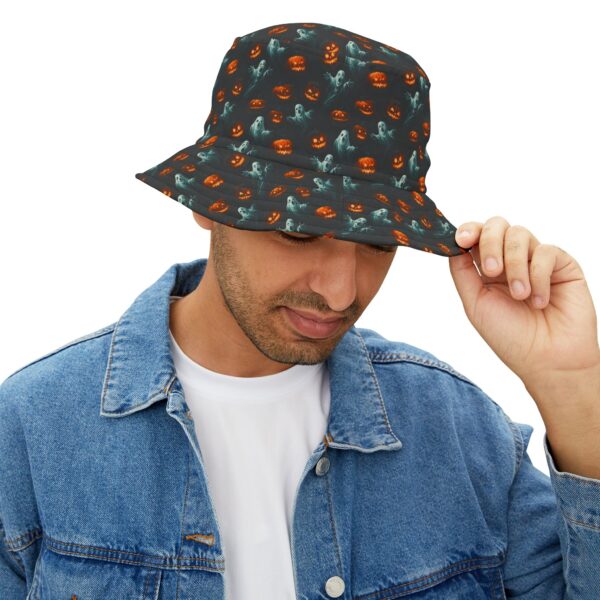 Ghosts & Pumpkins Pattern 3 Bucket Hat - Halloween Fashion Accessory - Image 5