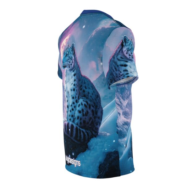 Snow Leopard Unisex Tee by Wyldesigns - Wildlife Graphic T-Shirt #WD-D017 (AOP) - Image 4