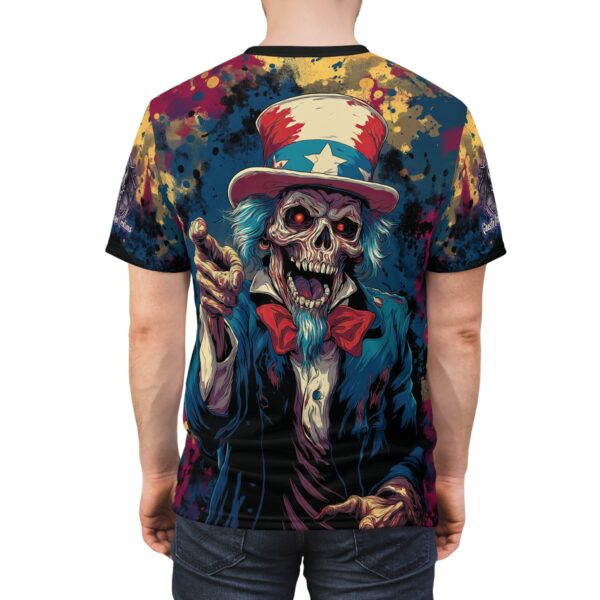 Pop Art Tee Uncle Sam Patriotic 4th Of July Skeletal Uncle Sam Pop 60's Art Style Tee Unisex (AOP) - Image 12