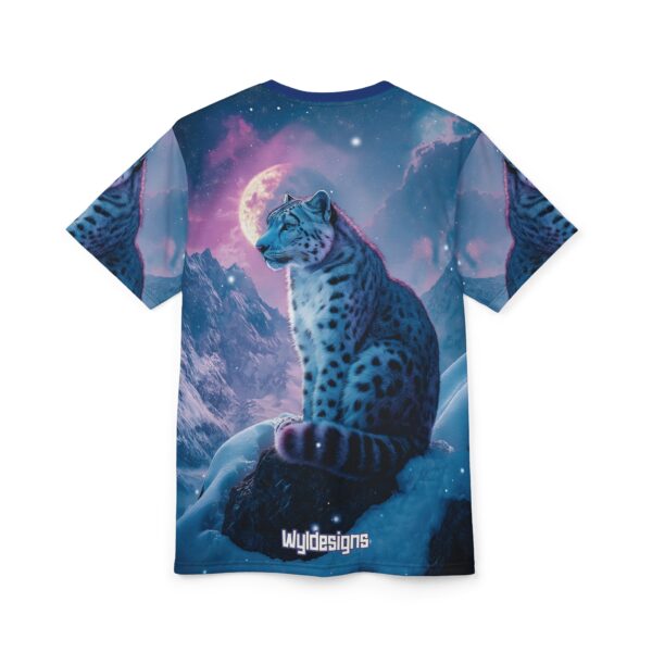 Snow Leopard Unisex Tee by Wyldesigns - Wildlife Graphic T-Shirt #WD-D017 (AOP) - Image 6