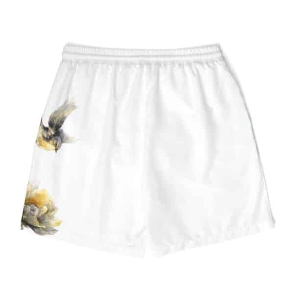Floral Bird Print Unisex Swim Shorts - Perfect for Summer Beach Days - Image 2